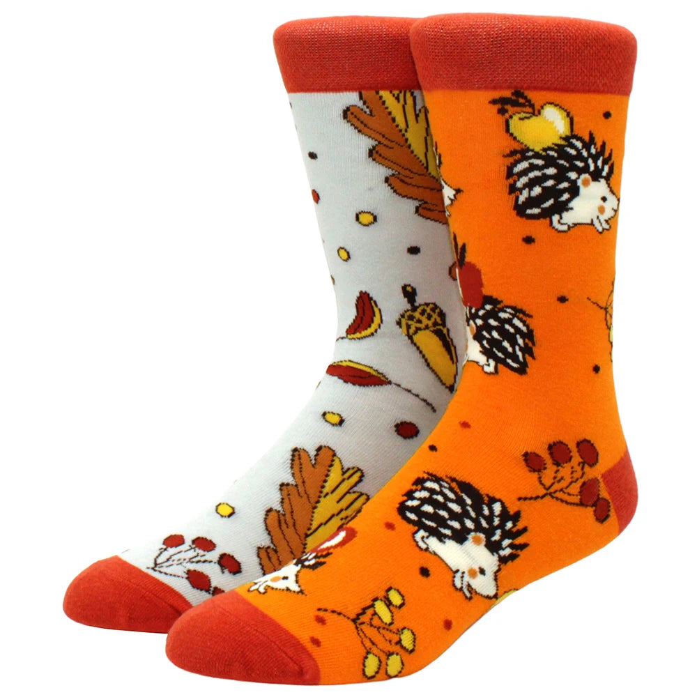 Funny men's and women's socks, cartoons, animals, fruits, beer, patterns, jacquard socks, hip hop skateboard socks