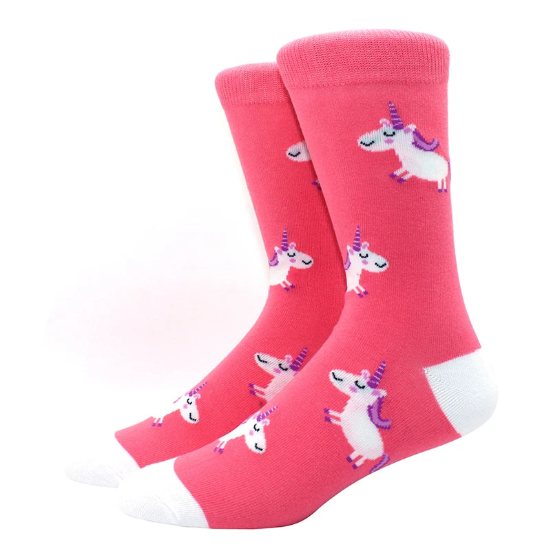 Funny men's and women's socks, cartoons, animals, fruits, beer, patterns, jacquard socks, hip hop skateboard socks