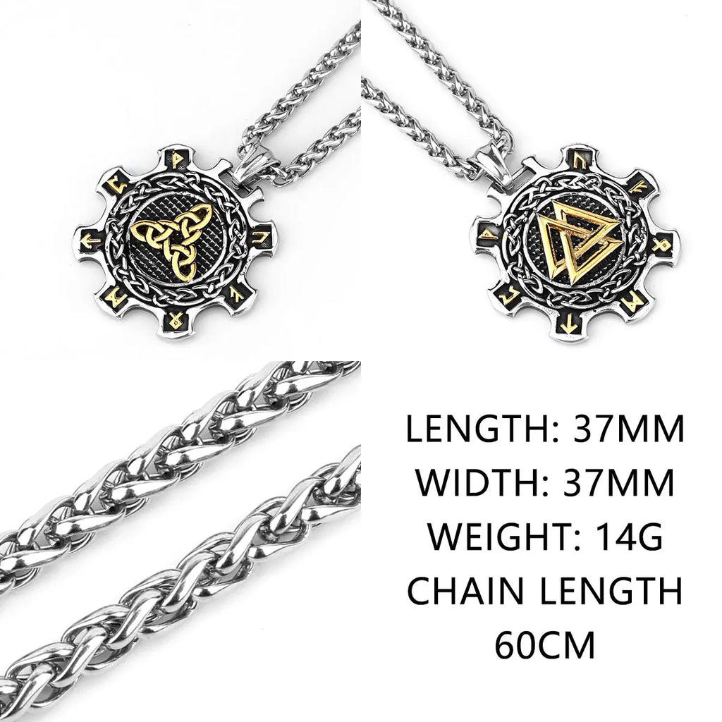 Vikings Odin Rune Necklace Various Men's Nordic Vegvisir Valknut Amulet Pendant Stainless Steel Punk Fashion Jewelry Wholesale
