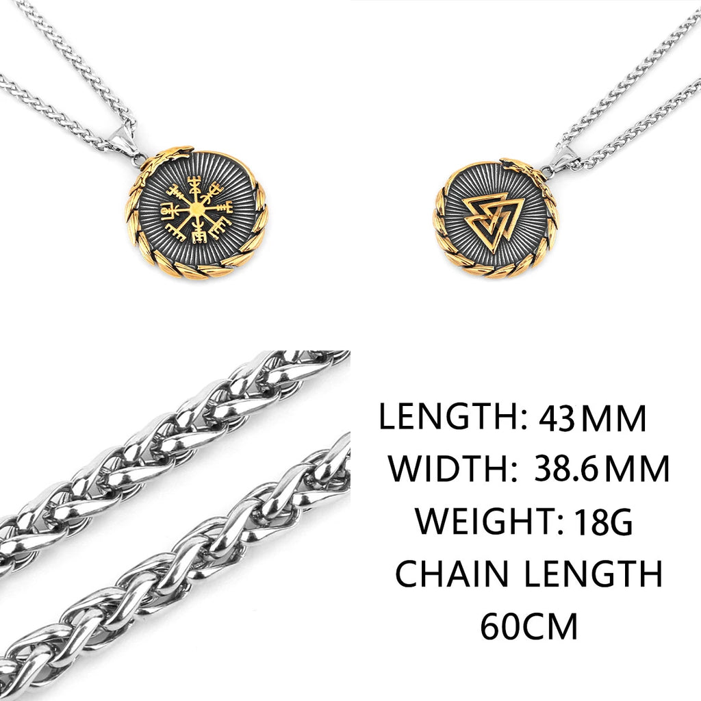Vikings Odin Rune Necklace Various Men's Nordic Vegvisir Valknut Amulet Pendant Stainless Steel Punk Fashion Jewelry Wholesale