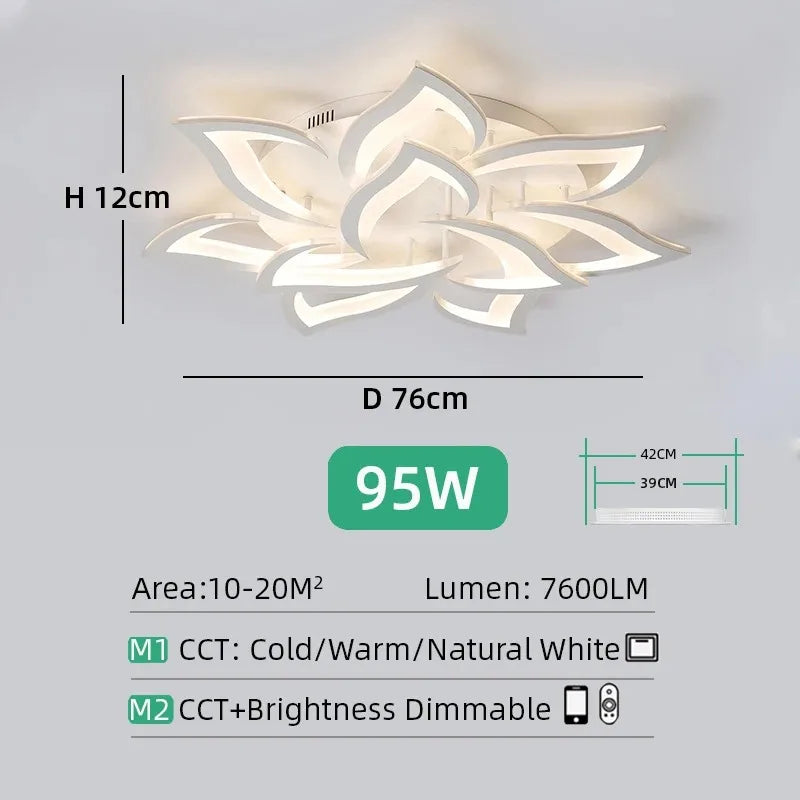 Modern LED Ceiling Light fixture Flower Design chandelier Dimmable Home Lighting Kitchen Living room Bedroom Ceiling Lamp lustre