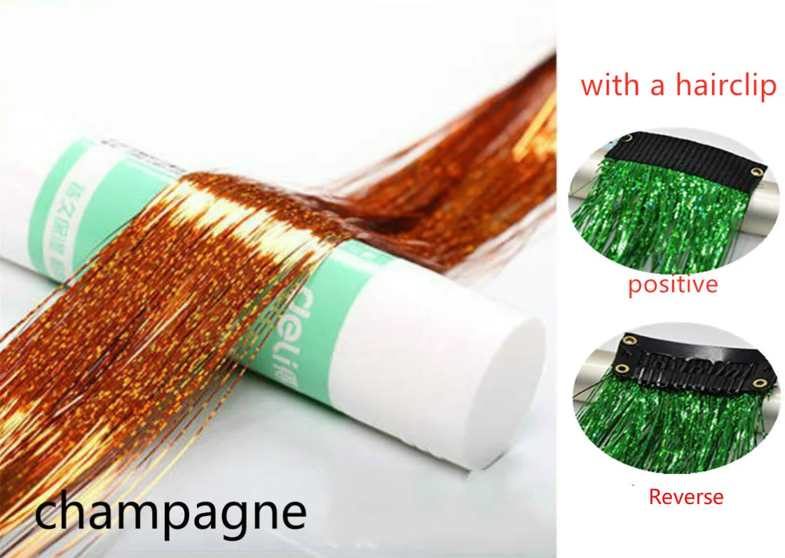 Hair Tinsel Glitter Braids High Temperature Fiber Bling Women's Tinsel Hair Strands In Braiders French Twist Hair Accessories