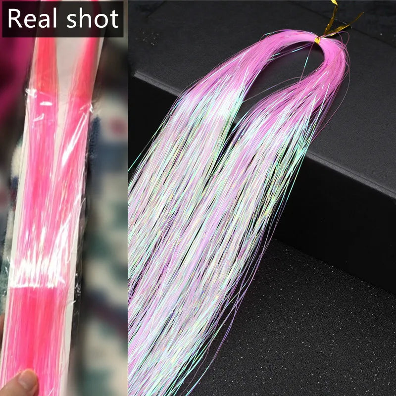 Hair Tinsel Glitter Braids High Temperature Fiber Bling Women's Tinsel Hair Strands In Braiders French Twist Hair Accessories