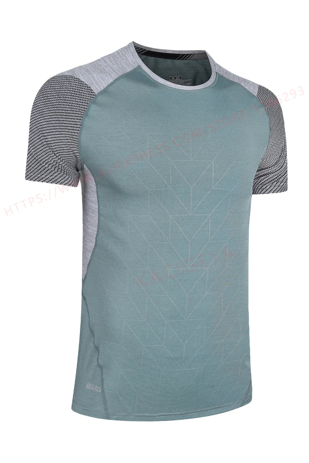 Mens Sport Tee Bodybuilding Gym Running Jogging Short Sleeves Fashion Patchwork Print Breathable Quick Drying Workout Shirts