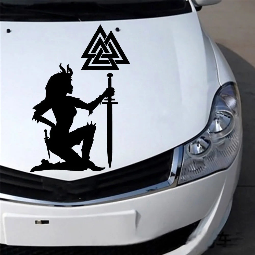 15cm Cartoon Viking Rune Fun Personality Car Window Body Cover Scratches Stickers Stylish, Cute, Exterior Parts PVC Accessories