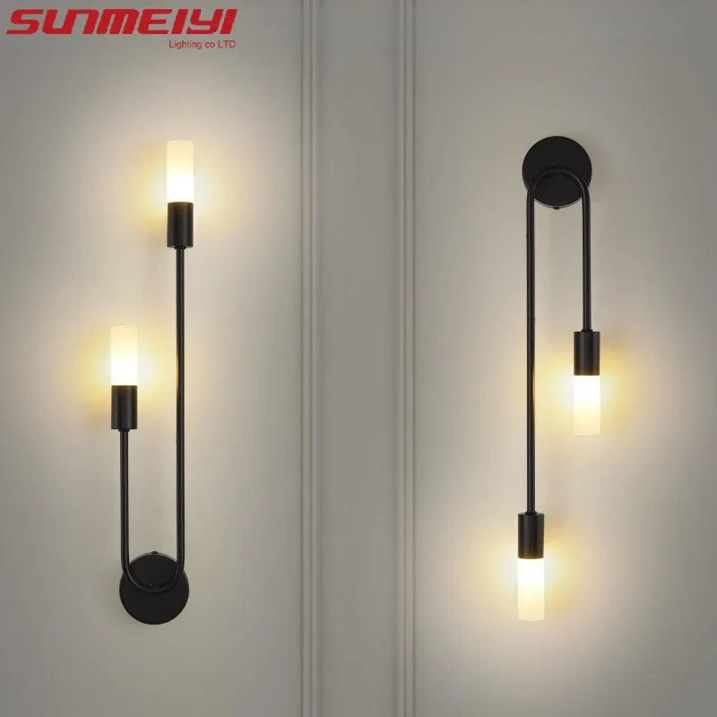 LED Golden Black Light Luxury Wall Lamp Living Room Nordic Modern Minimalist Creative Background Wall Corridor Bedroom Bedside