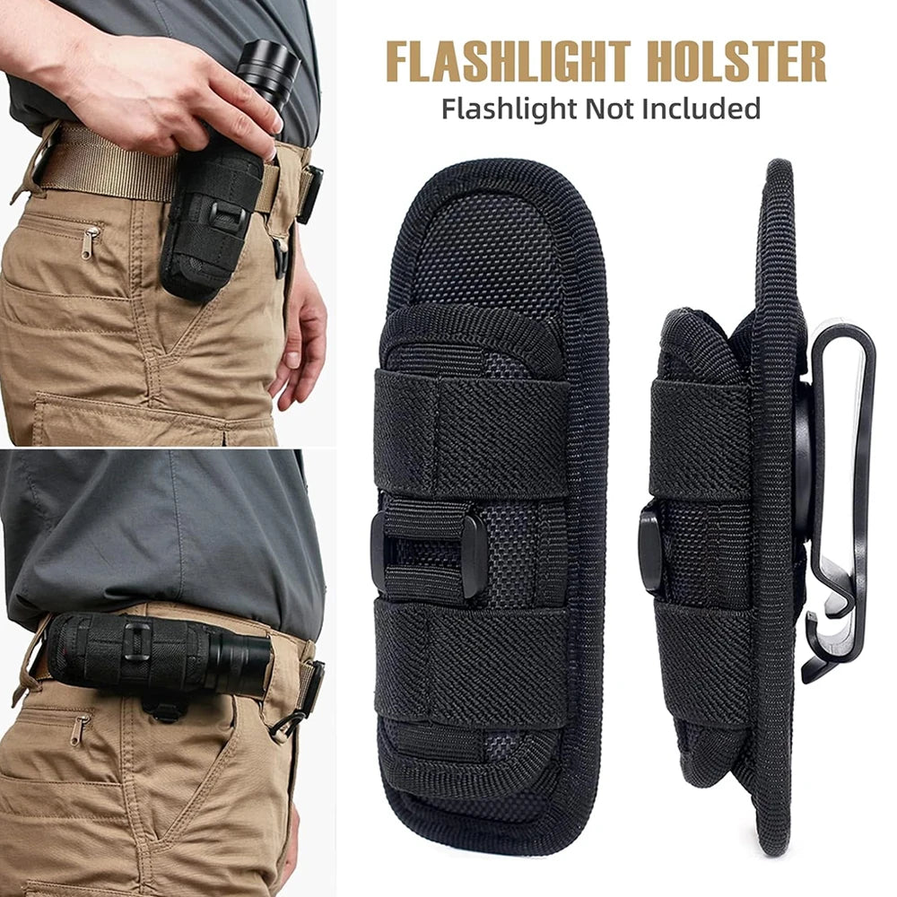 Tactical Flashlight Pouch Holster Molle Torch Holder Carry Case EDC Tool Waist Bag Outdoor Sport Camping Hunting Accessories