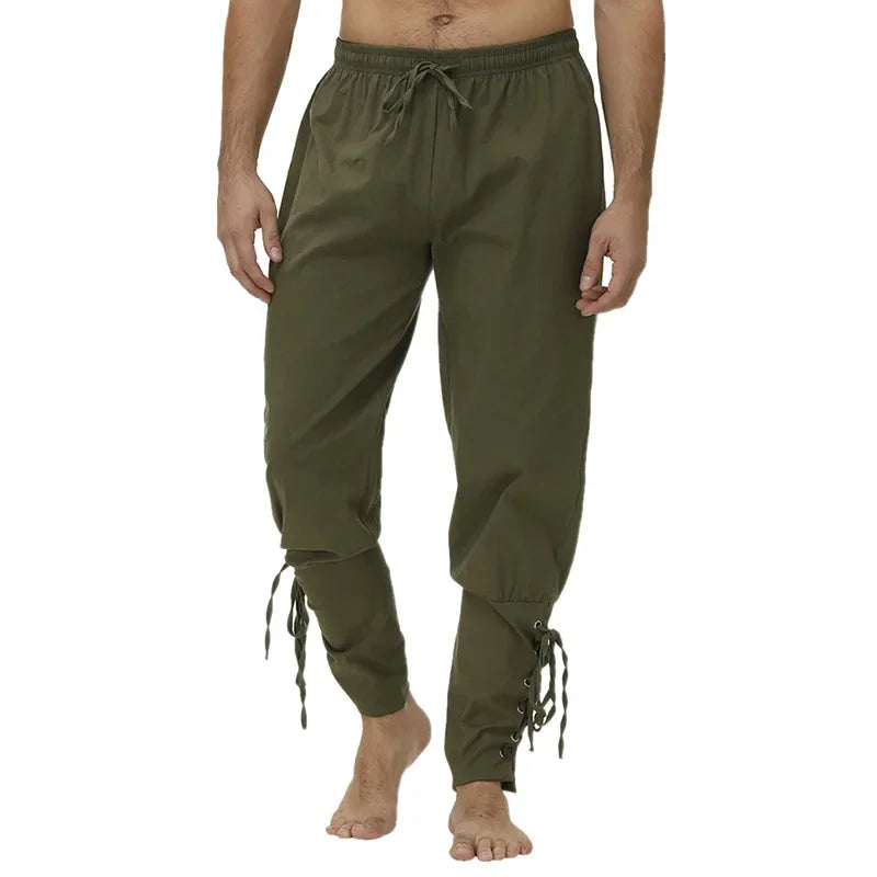Pirate Pant Viking Costume for Men Renaissance Medieval Pants Drawstring Shorts Halloween Costume Adult Cosplay
