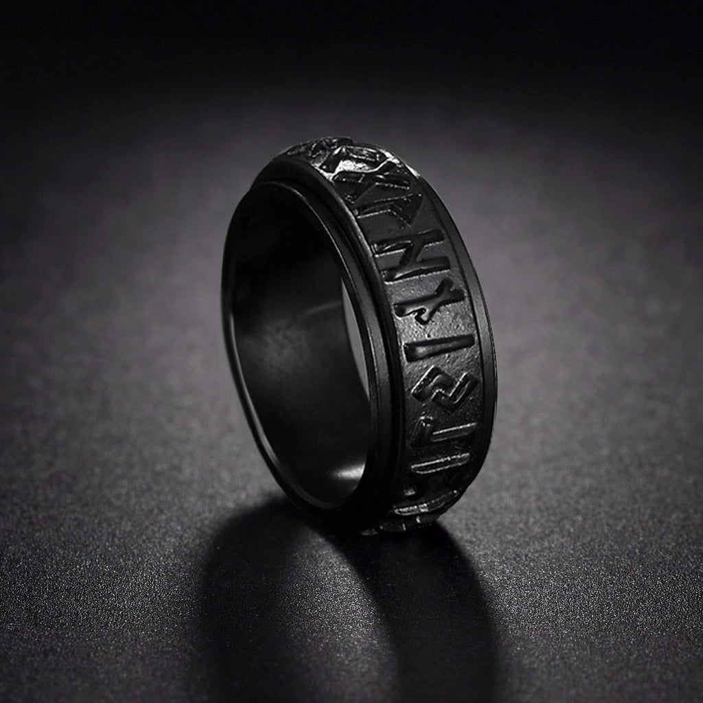 Vintage Viking Rune Rings For Men Women Retro Viking Stainless Steel Rotatable Fidget Anxiety Spinner Ring Retro Amulet Jewelry
