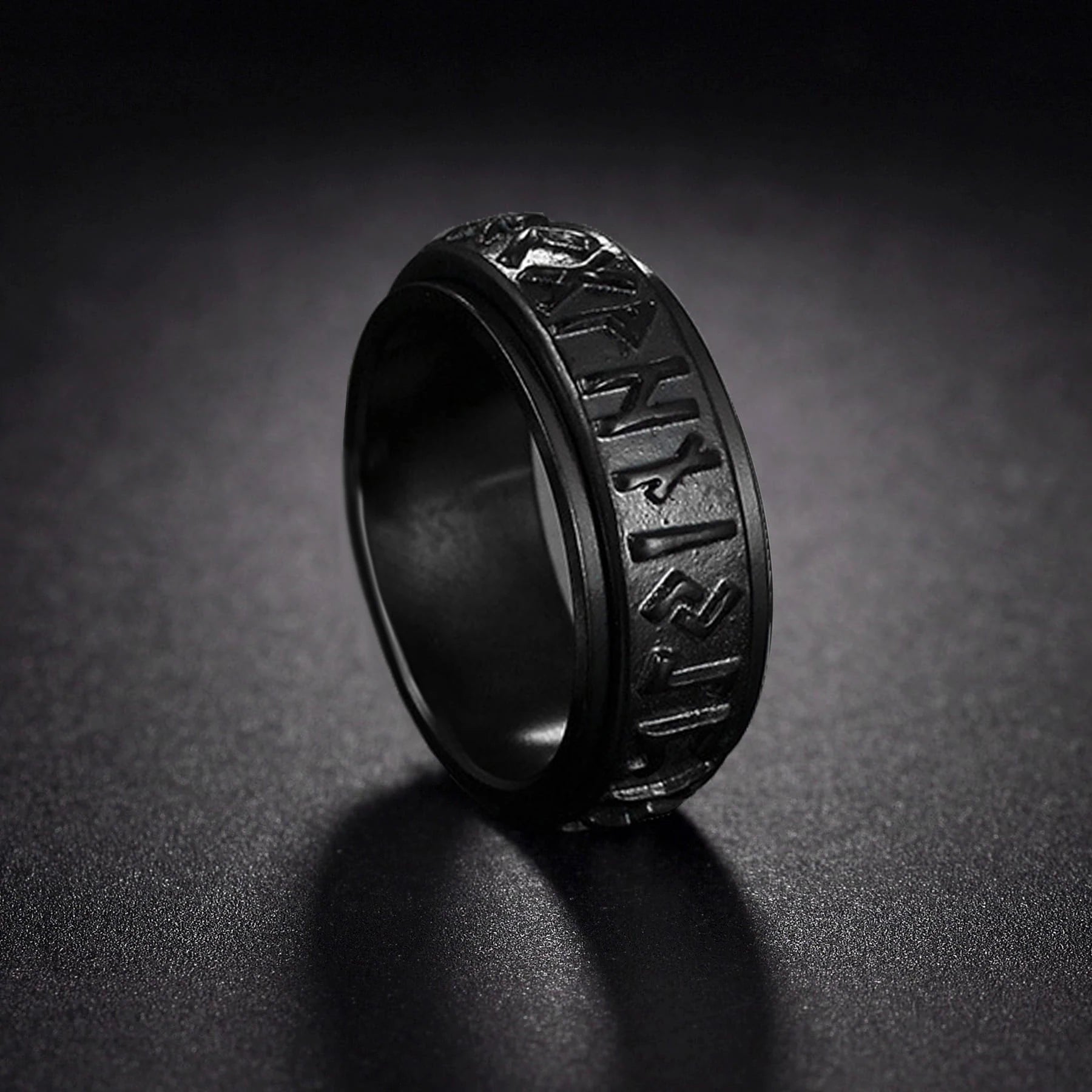 Vintage Viking Rune Rings For Men Women Retro Viking Stainless Steel Rotatable Fidget Anxiety Spinner Ring Retro Amulet Jewelry