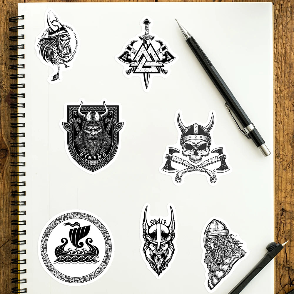 Viking Warrior Stickers Art Aesthetic Tattoo Gift Toy Decorative Decal for Scrapbook Journal Laptop Luggage Bottle Waterproof