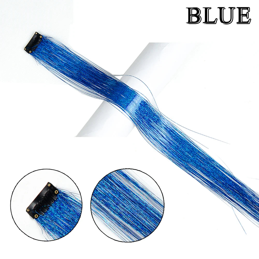 Clip In Hair Tinsel Fairy Hair Extensions Tinsel Glitter Colorful Clip On In Hair Extensions For Woman Girls Hair Accessories