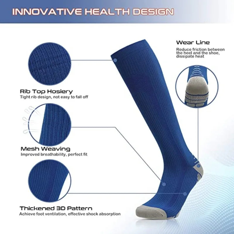 Unisex Compression Socks 30 Mmhg Sport Socks Soccer Football Socks Arrow Pattern Thigh Tube Socks Outdoor Running Fitness Socks