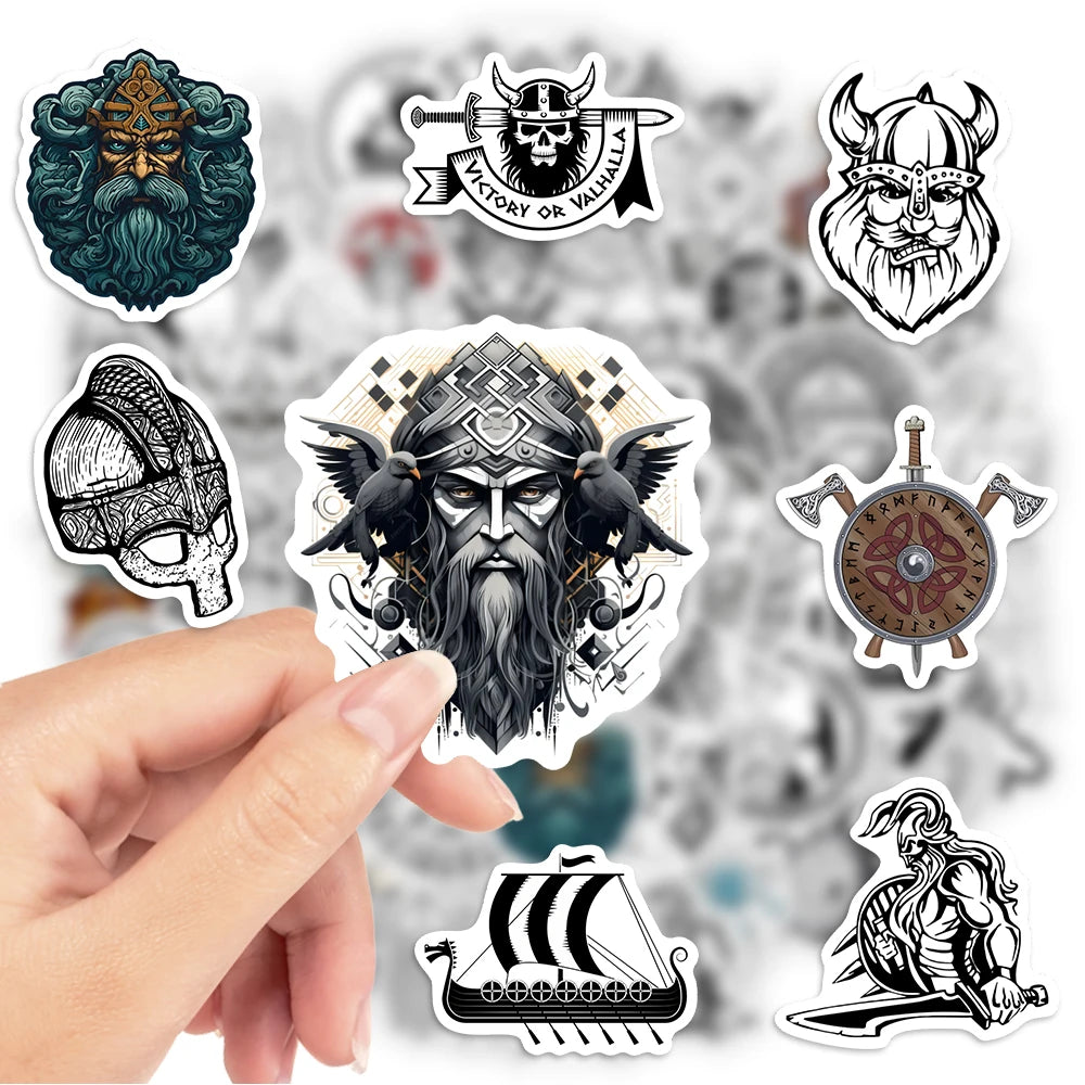 Viking Warrior Stickers Art Aesthetic Tattoo Gift Toy Decorative Decal for Scrapbook Journal Laptop Luggage Bottle Waterproof