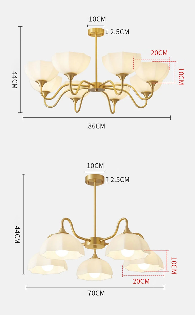 Light Luxury Cream Style Living Room Chandelier Bedroom Dining Room Brass Lamp Attic Lobby Hotel LED Home Lighting Decoration