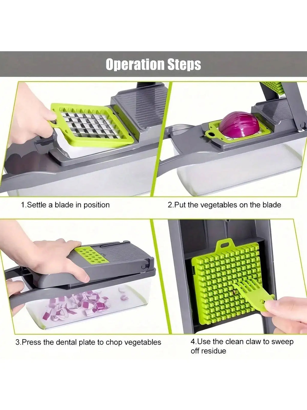 16pcs/Set Vegetable Chopper Onion Chopper Handle Food Grate Food Chopper Kitchen Vegetable Slicer Dicer Cut Potato Shredder