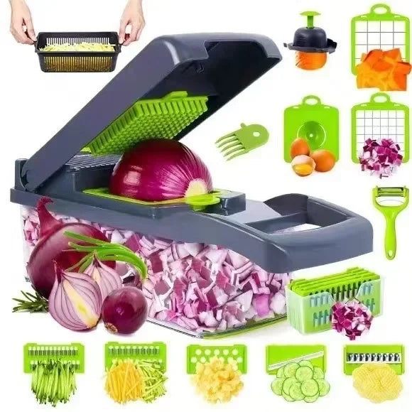 16pcs Multifunctional Vegetable Slicer Cutter Food Grade Shredder with Basket Fruit Mincer Onion Potato Chopper Carrot Grater