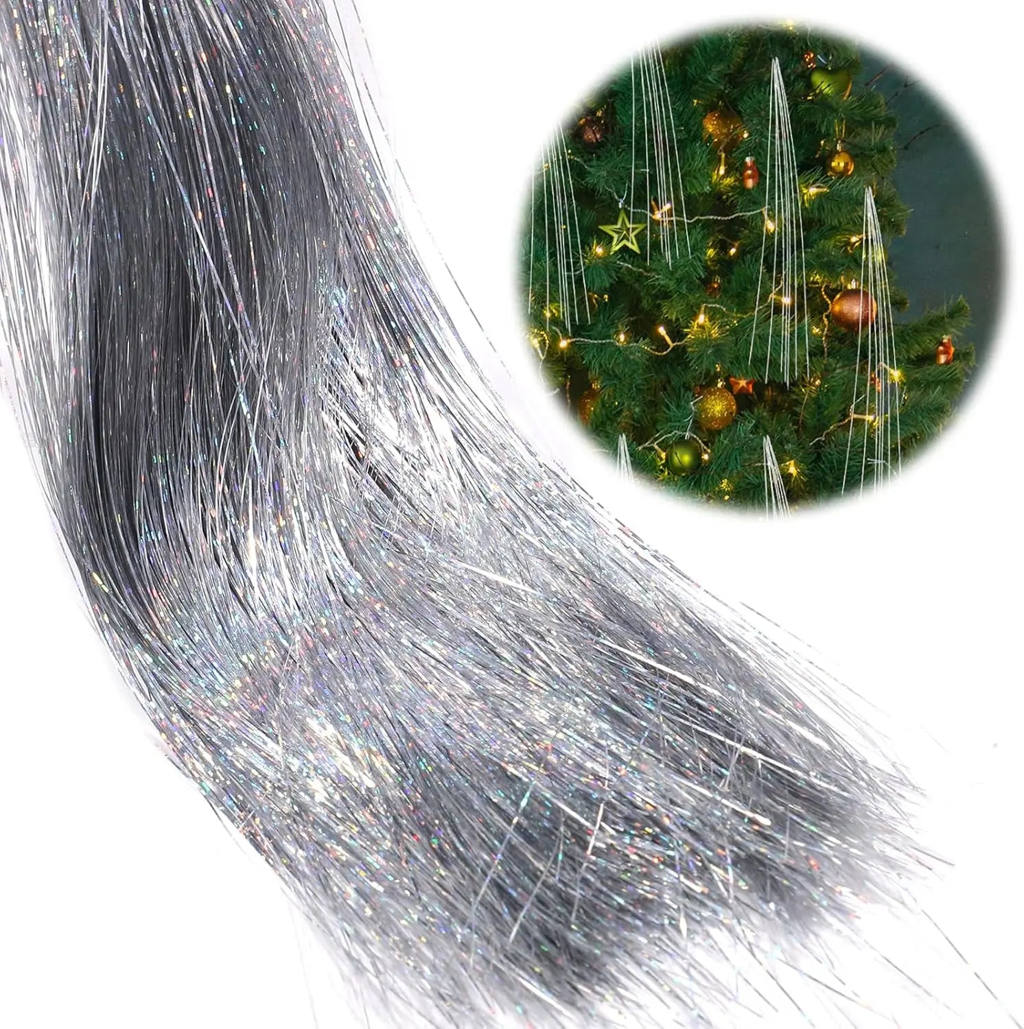 3000 Strands Icicles Iridescent Tinsel Foil Fringe Garland For Christmas Xmas Tree Decorations Party Supplies Holiday Home Decor