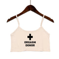Women Clothing Sexy Tops for Women Fashion Tank Top ORGASM DONOR Letter Print Sexy Seamless Sleeveless Camis Backless Camisole