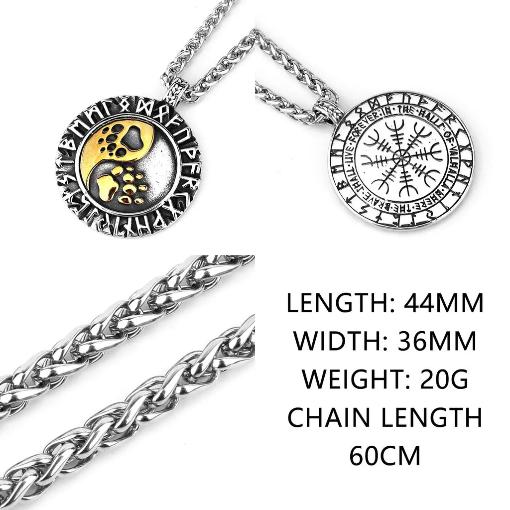 Vikings Odin Rune Necklace Various Men's Nordic Vegvisir Valknut Amulet Pendant Stainless Steel Punk Fashion Jewelry Wholesale