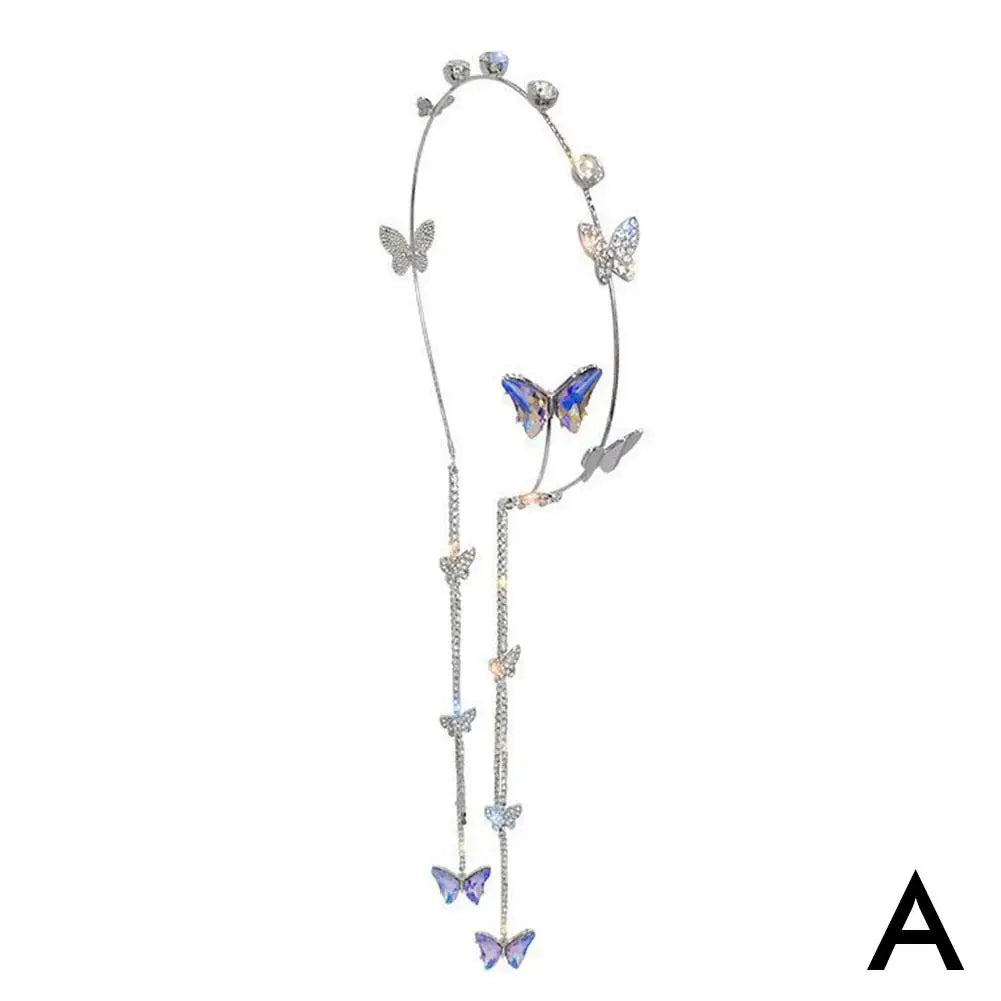 Tassel Butterfly Hair Accessories Crystal Pearl Headband Headdress Butterfly Headband Woman Tiara Hair Hoop For Girl's Headband