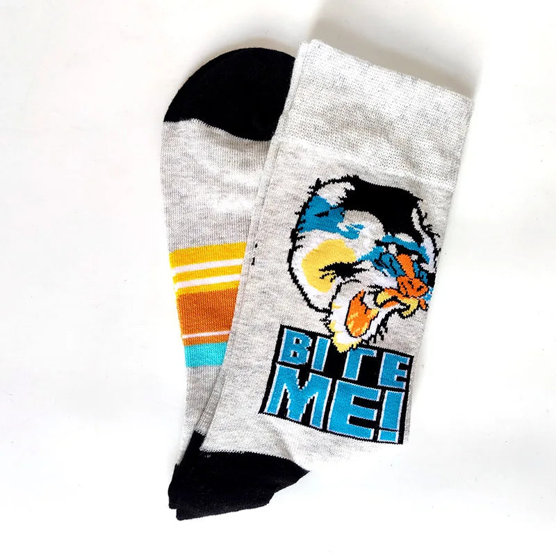 New 15 Style Letters Socks Men Novelty Funny Socks Trend Street Long Socks