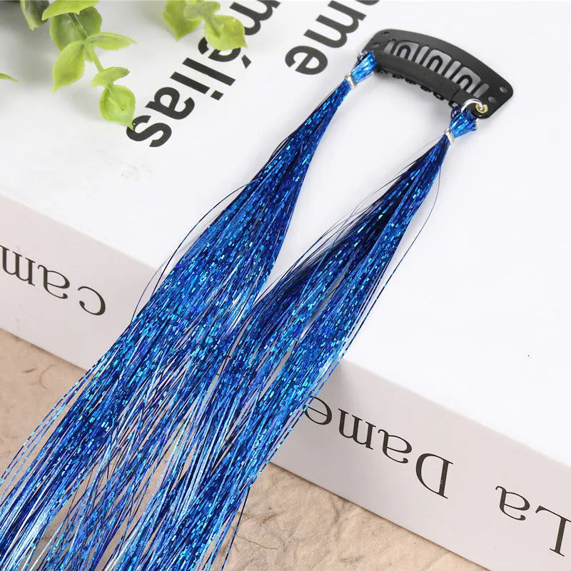 Hair Tinsel Glitter Braids High Temperature Fiber Bling Women's Tinsel Hair Strands In Braiders French Twist Hair Accessories