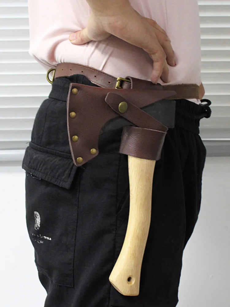 Leather Axe Sheath, Adjustable Hatchet Cover, Protector Case Cover Camping Accessories Lumberjack Outdoors Work Essentials, Rust