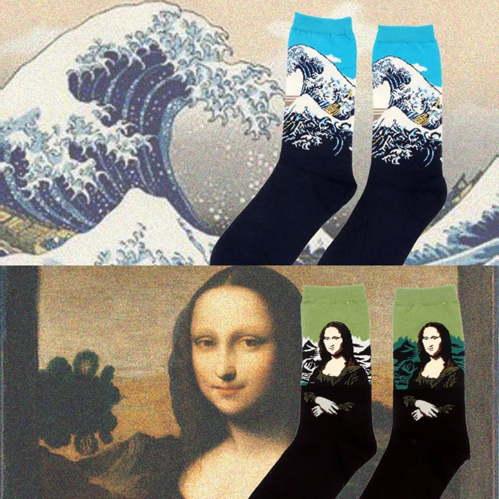 Man Plus Size Socks Art Mural World Famous Art Oil Painting Series Woman Funny Socks