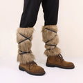 Viking Faux Fur Leg Warmers Medieval Plush Boot Covers Warrior Leg Gaiters Shin Guards Cosplay Costume