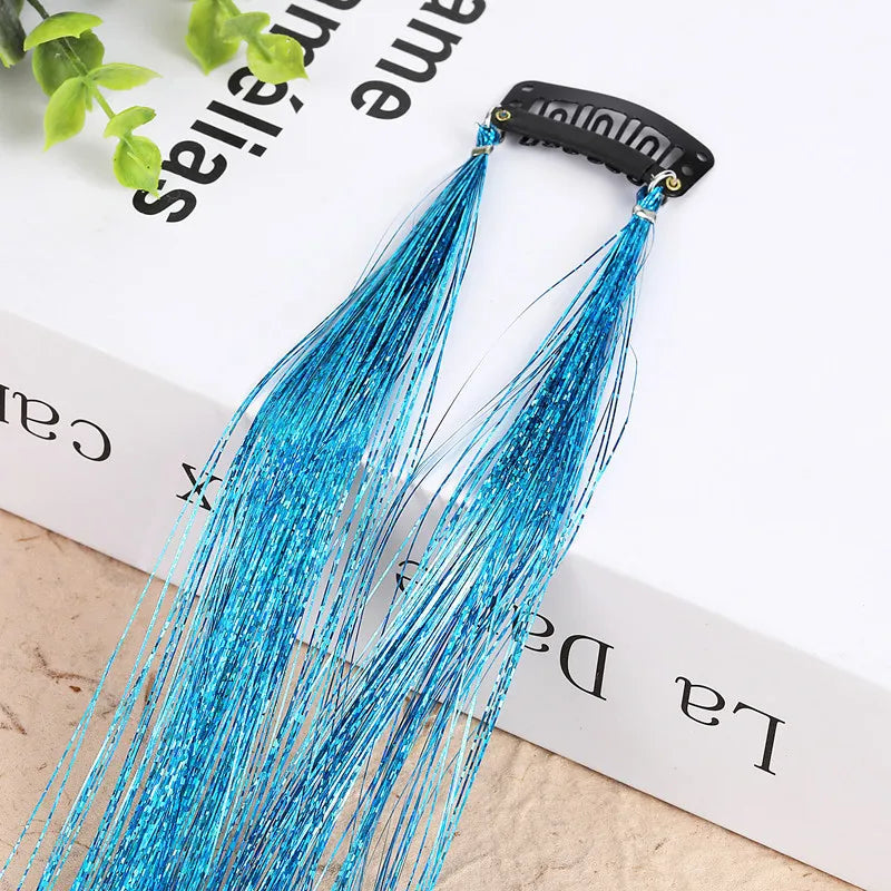 Hair Tinsel Glitter Braids High Temperature Fiber Bling Women's Tinsel Hair Strands In Braiders French Twist Hair Accessories