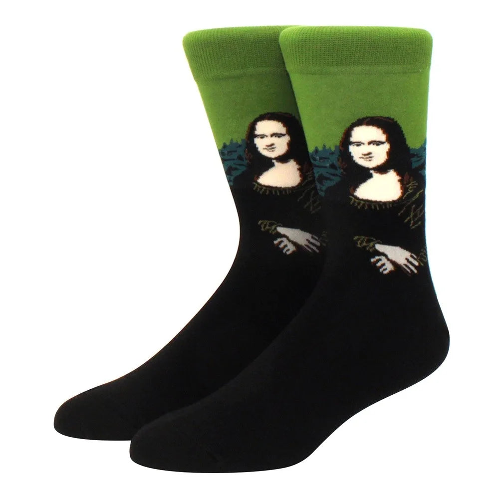 Man Plus Size Socks Art Mural World Famous Art Oil Painting Series Woman Funny Socks