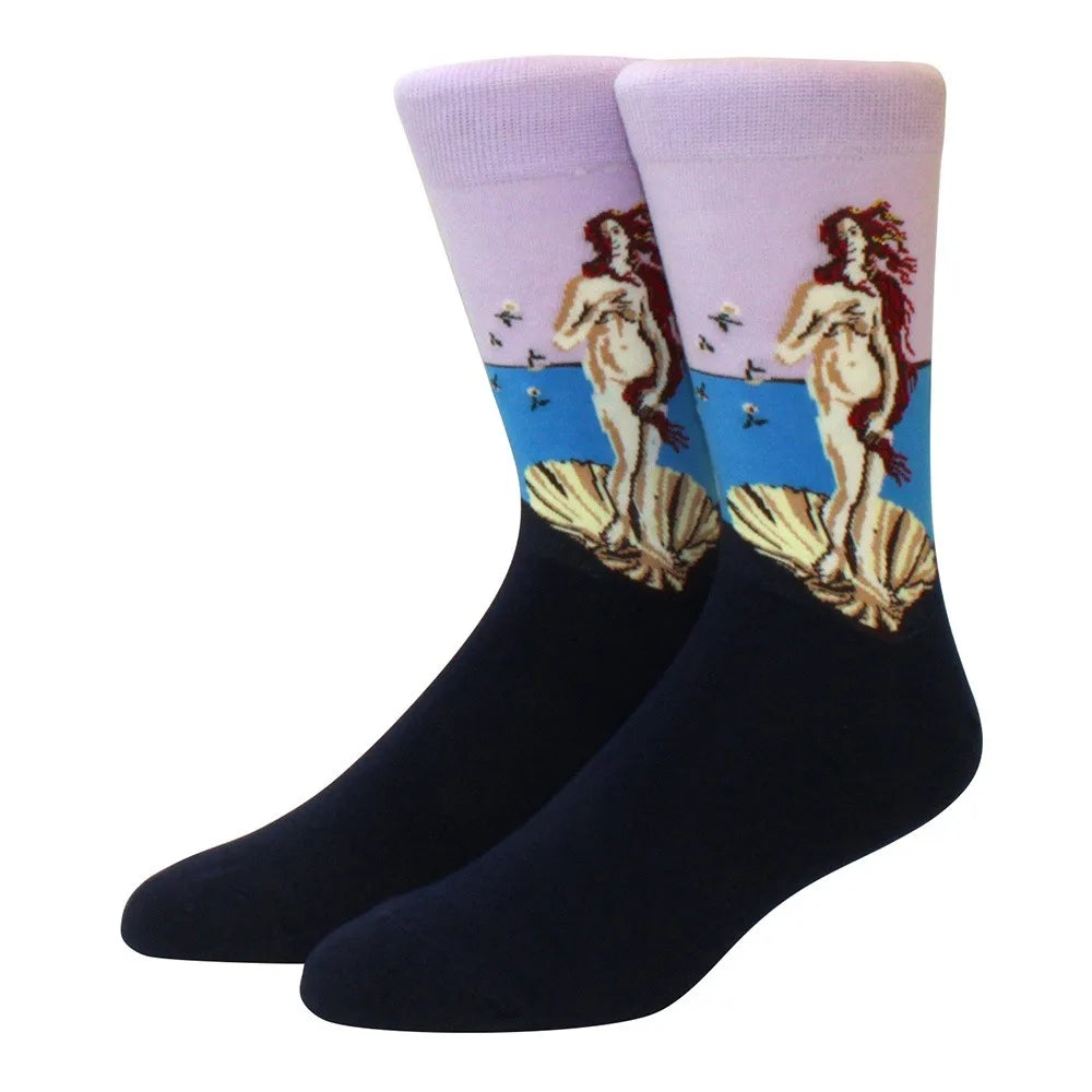 Man Plus Size Socks Art Mural World Famous Art Oil Painting Series Woman Funny Socks