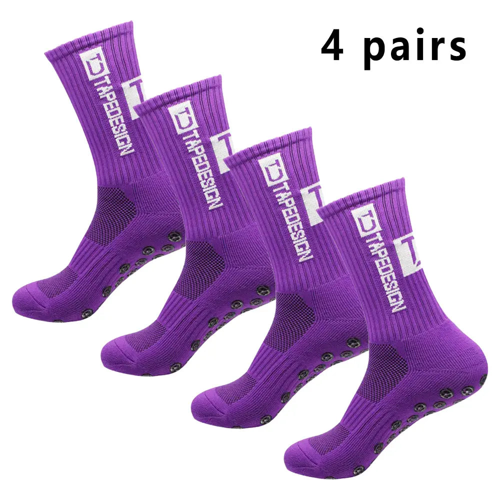 4 pairs of football socks sports socks men's mid-calf socks silicone non-slip dot socks basketball yoga socks