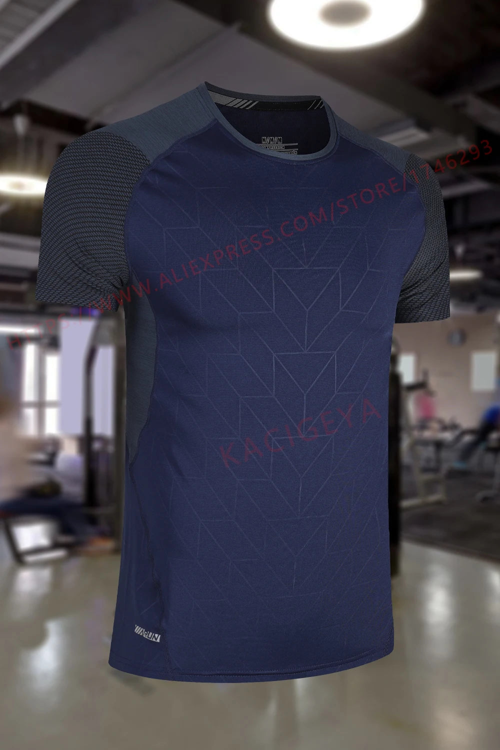 Mens Sport Tee Bodybuilding Gym Running Jogging Short Sleeves Fashion Patchwork Print Breathable Quick Drying Workout Shirts