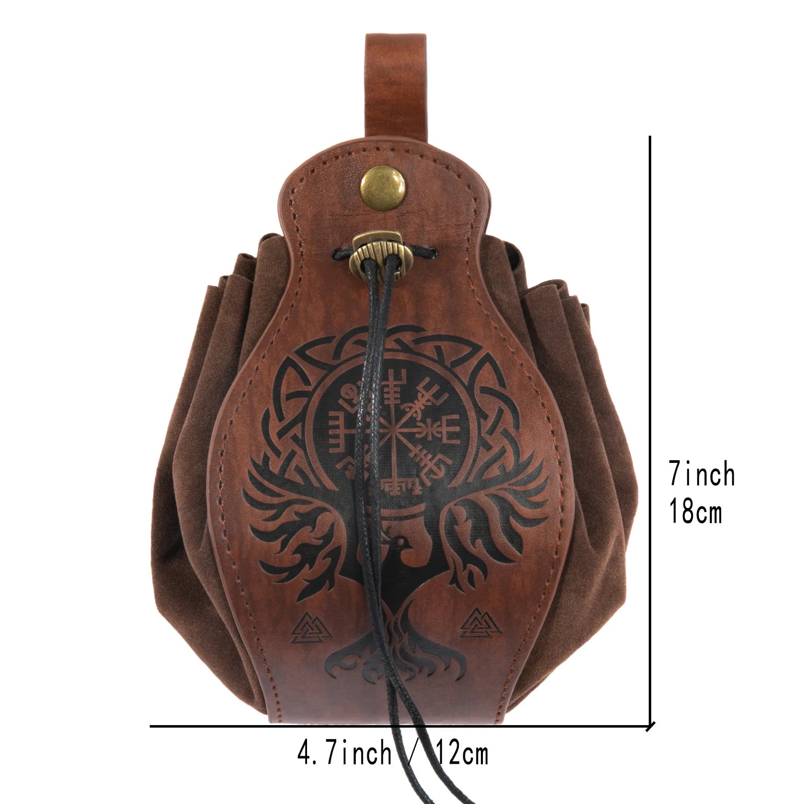 Vikings Rune Pouch String Coins Drawstring Bag Costume Vintage Halloween Accessory Leather Suede Medieval Loop Belt Kit Adult