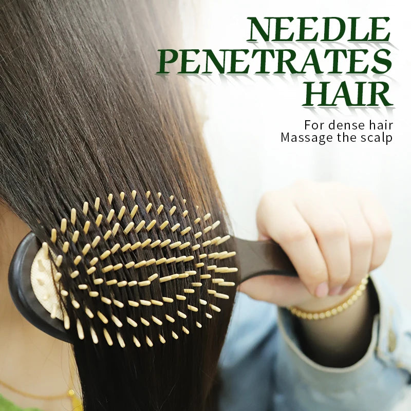 Black Wood Hair Brush Women Head Scalp Massage Detangling Hairbrush Wide Tooth Hair Comb Airbag Hair Loss Improve Scalp Tool