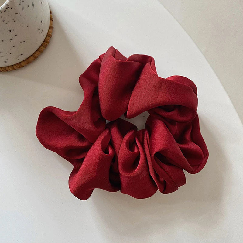 Silk Hair Scrunchies Elastic Ponytail Holder Hair Band Satin Silk Solid Color Hair Ties for Women Hair Accessories Hair Rope