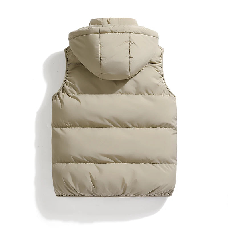 Mens Vest Jacket Warm Sleeveless Jackets Winter Waterproof Zipper Coat Autumn Stand-up Collar Casual Waistcoat Brand Clothing