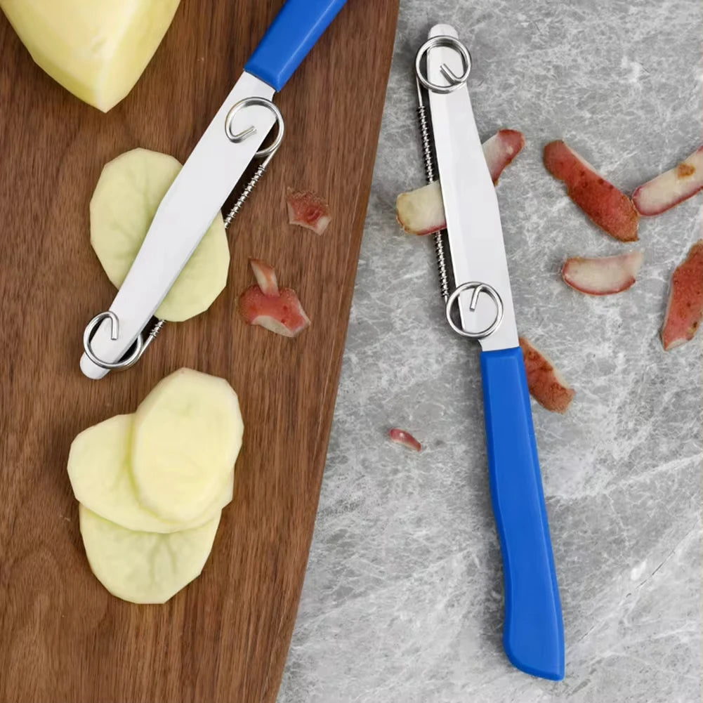Quick Slicing Cutter Portable Fruit Vegetable Cutter Peeler with Spring for Kitchen Use