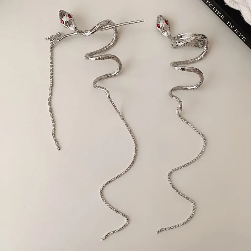 Snake Hairpin Hair Stick Winding Twine Warp Long Tassel Snake Hair Punk Style Hairpin Chinese Rhinestone Headwear