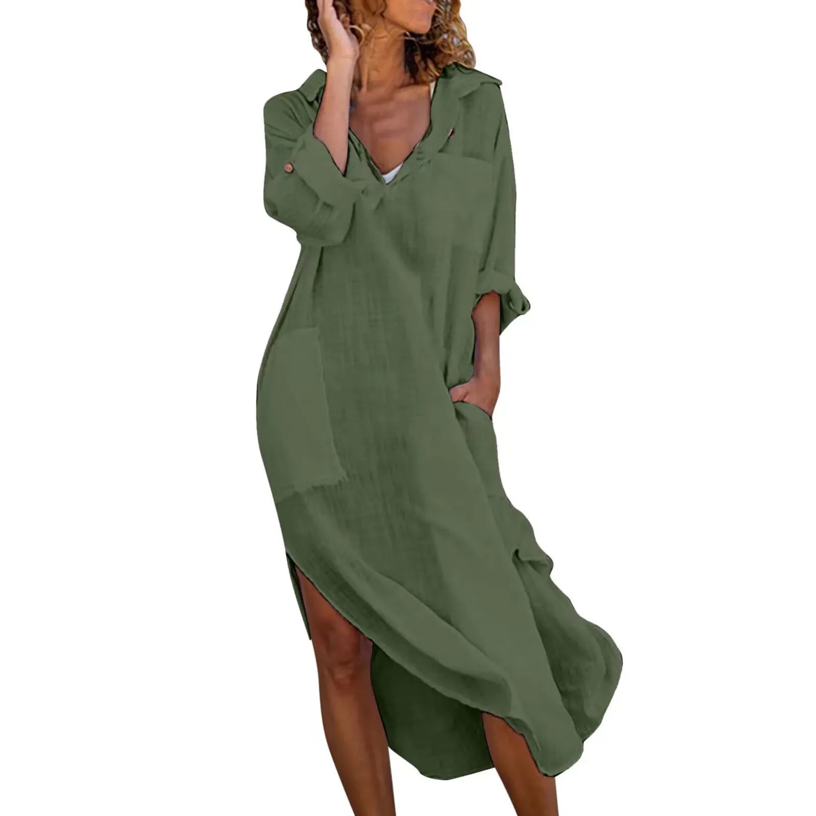 Shirt Dress for Women Linen Cotton Clothing 2022 Spring Summer Casual Vintage Oversized Pure Long Midi Dresses