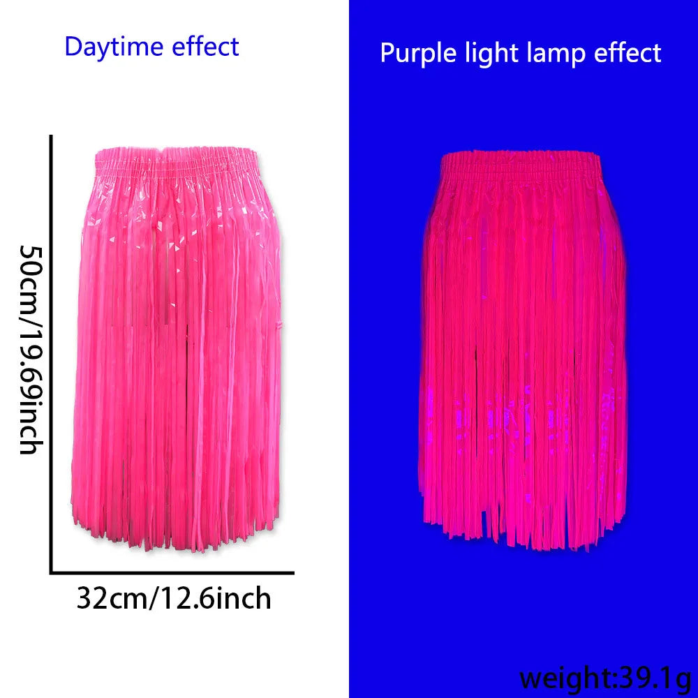50cm Fluorescent Tinsel Skirts | Adult & Kids' Dance Performance Half-Skirts | Halloween Neon Party Decor & Fringe Dresses