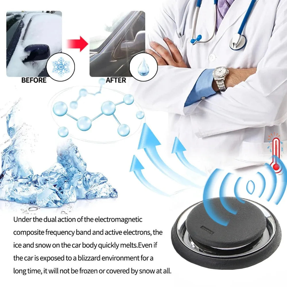 New Electromagnetic Ice Melting Deicer Molecular Portable Car Antifreeze Tools Round Solar Power Supply Snow Remover for Winter