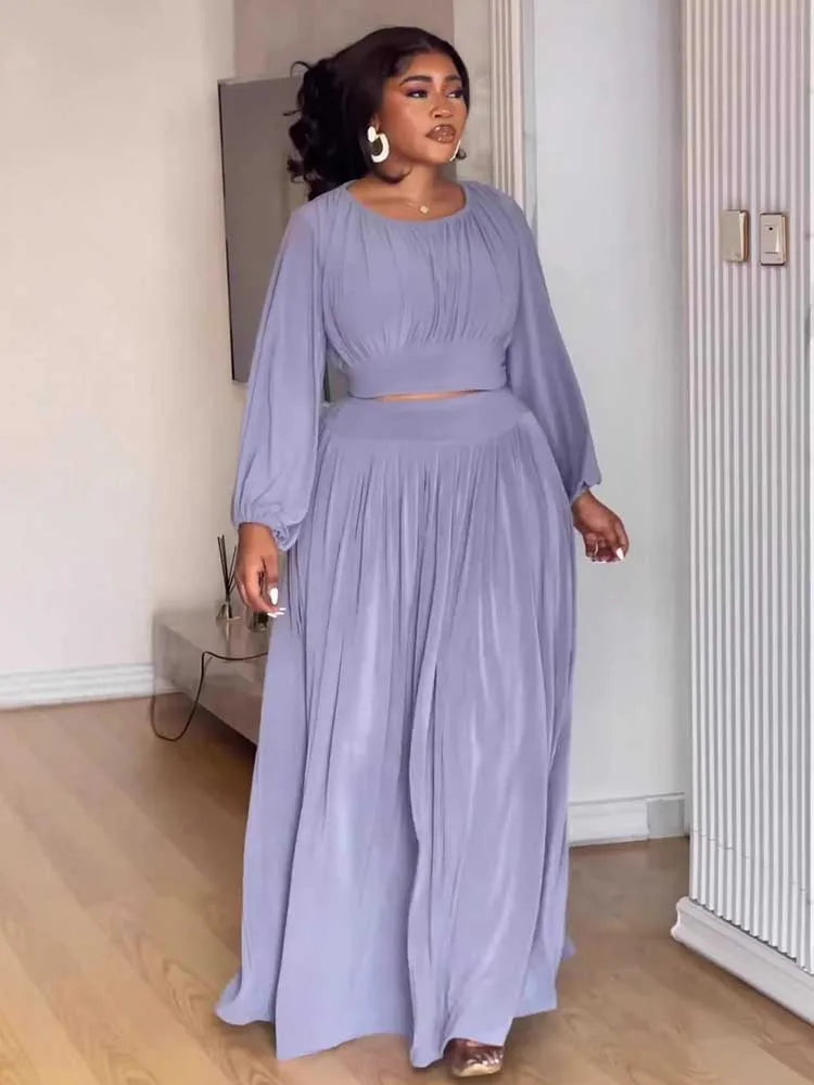 Female Clothing Autumn 2-piece Sets for Women Long Sleeve Top and Long Skirt Set Ladies Casual Dress Set Wholesale Dropshipping