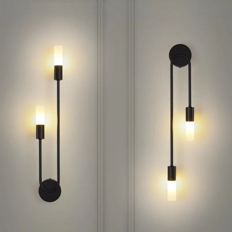 LED Golden Black Light Luxury Wall Lamp Living Room Nordic Modern Minimalist Creative Background Wall Corridor Bedroom Bedside