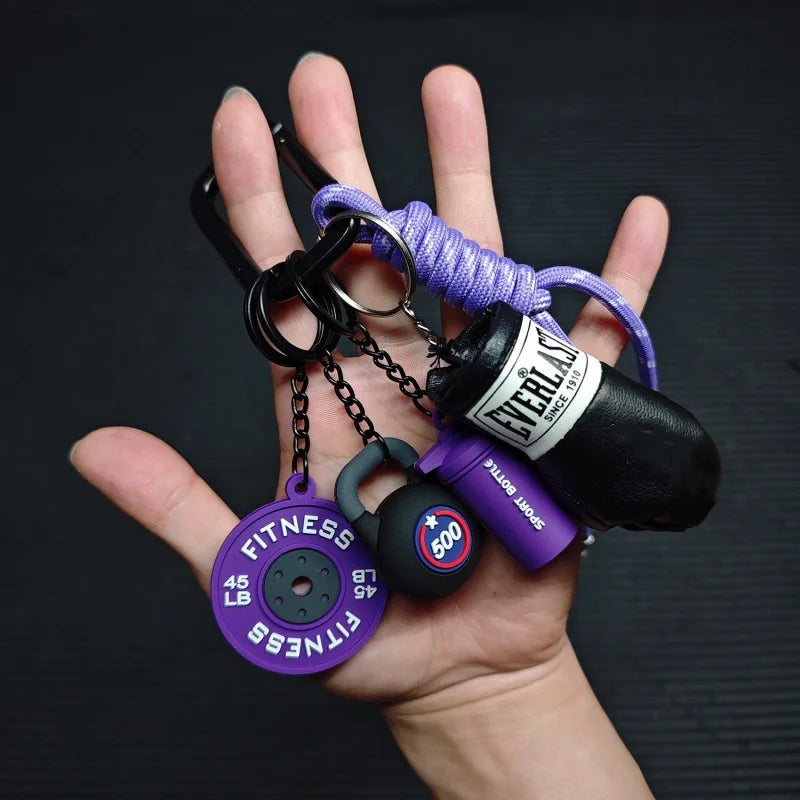 New Fitness Keychain Gym Lovers Fitness Enthusiast Gift Barbell Dumbbell Keychain Fitness Bag backpack Charms