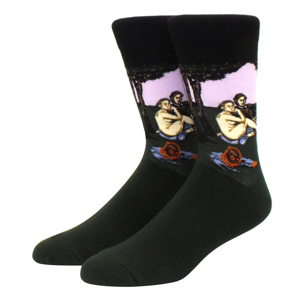 Man Plus Size Socks Art Mural World Famous Art Oil Painting Series Woman Funny Socks