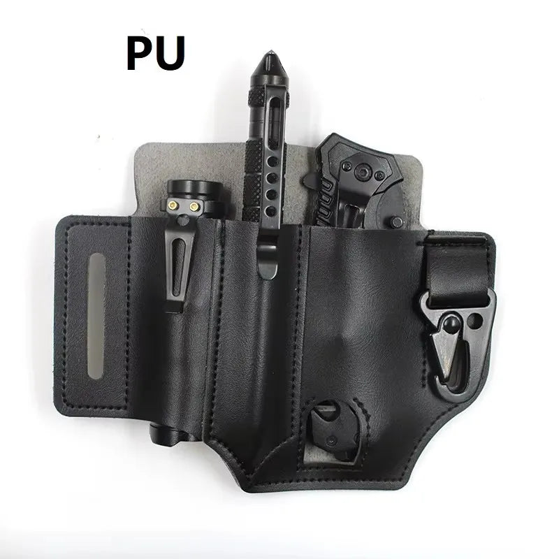Tool Pocket Multifunctional Storage Wear Resistant Durable Outdoor Camping Sports Pocket Tool Leather Case Flashlight Cover
