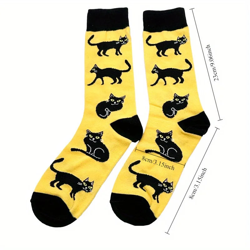 1pairs Sock Men's BLACK CAT  Happy Funny Personality Novelty Fashionable Funny Socks Gift Ideas for Novel
